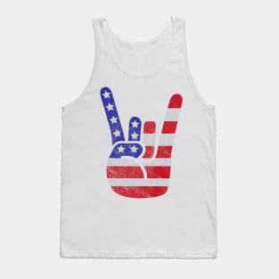 4th Of July American Flag Rock Sign America Us Tank Top